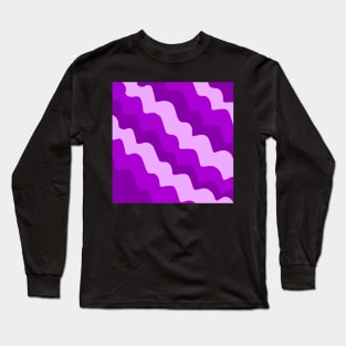 Purple wavy ocean waves gradient Long Sleeve T-Shirt